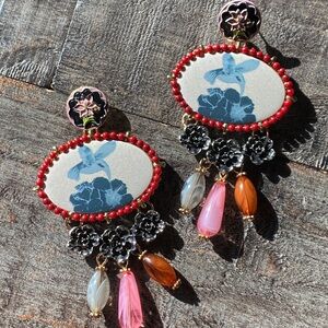 NEW Floral Hummingbird Statement Earrings